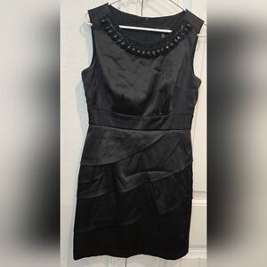 Connected Apparel Black Asymmetrical‎ Sheath Dress